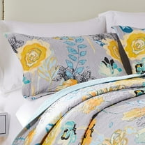 Global Trends Wildflower Contemporary 100% Cotton Pillow Sham, Gray, Standard 20x26-inch