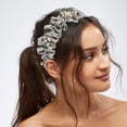 thumbnail image 3 of Unique Bargains Rhinestone Pleated Headband Faux Pearl Headband Women Hairband Gray, 3 of 7