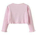 thumbnail image 2 of Girl's Bolero Shrug Cardigan Sweaters with Bows Long Sleeve One-button Knit Cardigans Soft Dress Cover Ups, 2 of 8