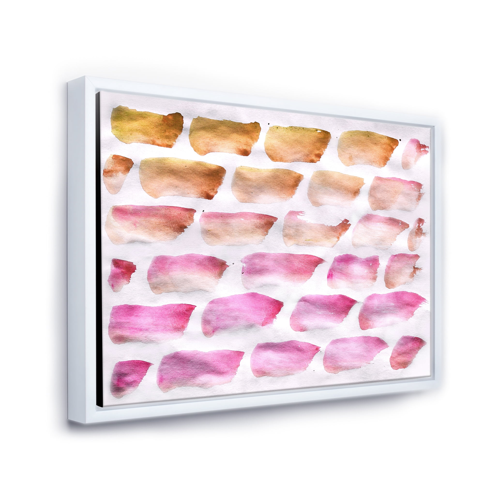 Designart 'Dark Yellow and Pink Abstracts Brushes' Modern Framed Canvas Wall Art Print