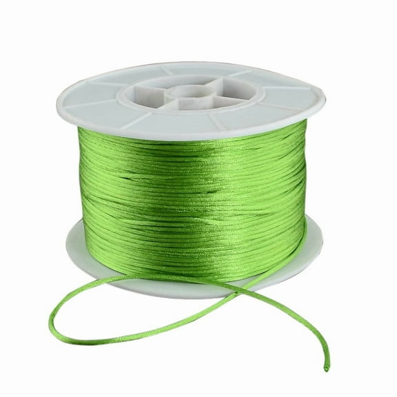 1Roll Round Nylon Thread Rattail Satin Cord for Chinese Knot Making Yellow Green 1mm 100yards/roll