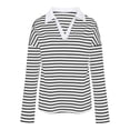 thumbnail image 4 of PNTUTB Women's Fashion Trendy Striped V-Neck Long Sleeve Pullover Casual Loose Fit Comfortable Top, 4 of 6