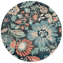 SAFAVIEH Jardin Stewart Floral Area Rug, Charcoal/Blue, 6' x 6' Round