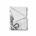 thumbnail image 2 of Octopus Soft Flannel Fleece Throw Blanket, Hand Drawn Sketch of an Adult Sea Animal Depicted as a Monster of Ocean, Cozy Plush for Indoor and Outdoor Use, 70" x 90", White Charcoal Grey, by Ambesonne, 2 of 6