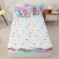 thumbnail image 4 of Metsweet Dreamy Floral Unicorn Zipper Twin Comforter Sets with Fitted Sheet and 2 Pillowcases, Gradient Rainbow Zipper Bedding Set,4-Piece, 4 of 6