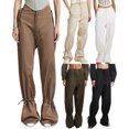 thumbnail image 5 of Sunloudy Pantalones de Mujer, Casual Cordón Amarrado Cintura Color Sólido Elástico Ajustable Tobillo Recto Suelto Pantalones Sunloudy moda, 5 of 5