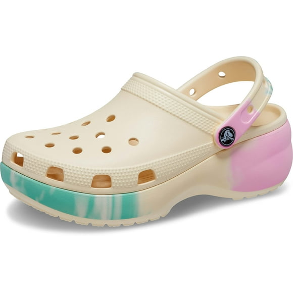 Crocs Womens Classic Graphic Platform Clogs Platform Shoes Vanillamulti 4 Women