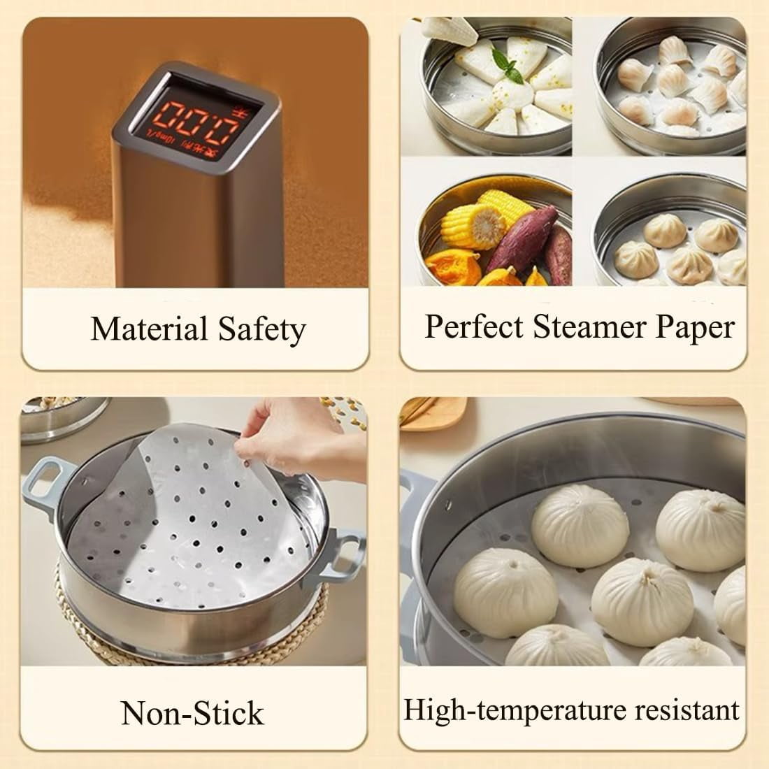 1000pcs 5 inch Air Fryer Liners Disposable Rounds, Bamboo Steamer Liners, Perforated Parchment Steaming Papers, Non-stick Steamer Mat Liner for Air Fryers Baking Cooking Oven (5")