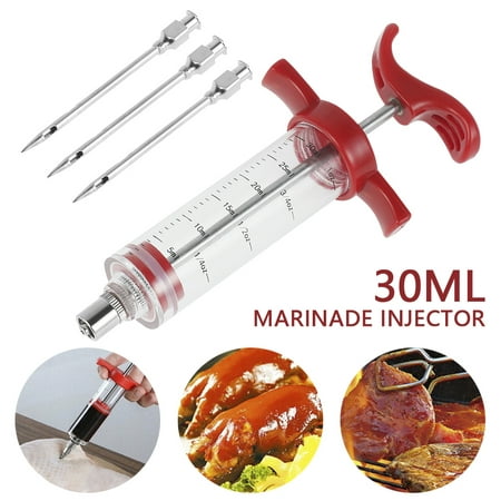 HOTBEST Marinade Injector Flaor Syringe Cooking Meat Poultry Turkey Chicken BBQ Flaor Injector, Meat Injector Kit For Smoker BBQ, Marinade Flaor Injector, with 3 Professional Needles