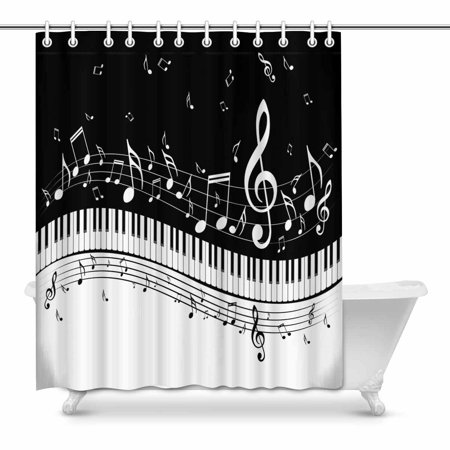 Pop Abstract Piano Keys With Musical Notes Bathroom Shower Curtain