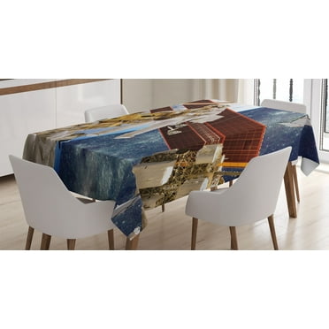 Ambesonne Nebula Tablecloth Rectangular Table Cover, Space Station Planet, 52"x70", Multicolor
