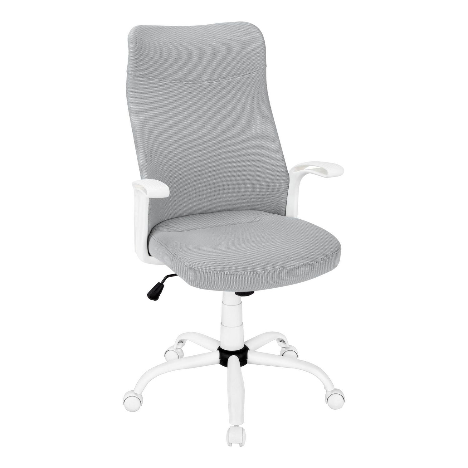 Monarch Specialties Chaise De Bureau, Hauteur Ajustable, Pivotant, Ergonomique, Appuis-bras, Bureau, Travail, Métal, Engrener, Blanc, Gris, Contemporain, Moderne