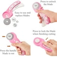 thumbnail image 2 of RUseeN 45mm Rotary Cutter with 5pcs Extra Blades, Ergonomic Handle Rolling Cutter with Safety Lock for Fabric, Leather, Crafting, Sewing, Quilting, Fabric Rotary Cutter, Pink, 2 of 7