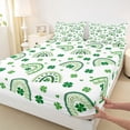 thumbnail image 3 of Manfei Four Leaf Clover Twin Sheet Set (3-Piece) Bohemian Rainbow St.Patrick Day Luxury Decor For Kids, 3 of 7