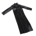 thumbnail image 2 of 1/6 Scale Faux Leather Long Black Trench Coat for 12 inch Male Figure, 2 of 8