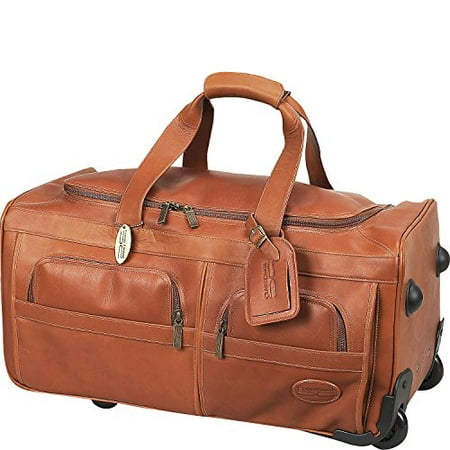 Claire Chase Leather Rolling Duffel Bag in Saddle
