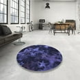 thumbnail image 4 of Ahgly Company Machine Washable Indoor Round Transitional Night Blue Area Rugs, 3' Round, 4 of 7