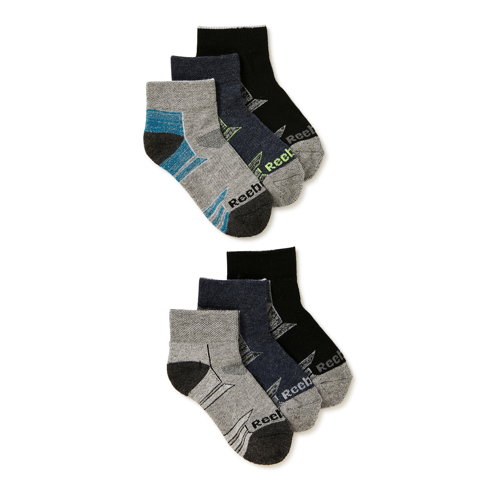 Reebok Boys Pros Series Quarter Socks 6 Pack Walmart