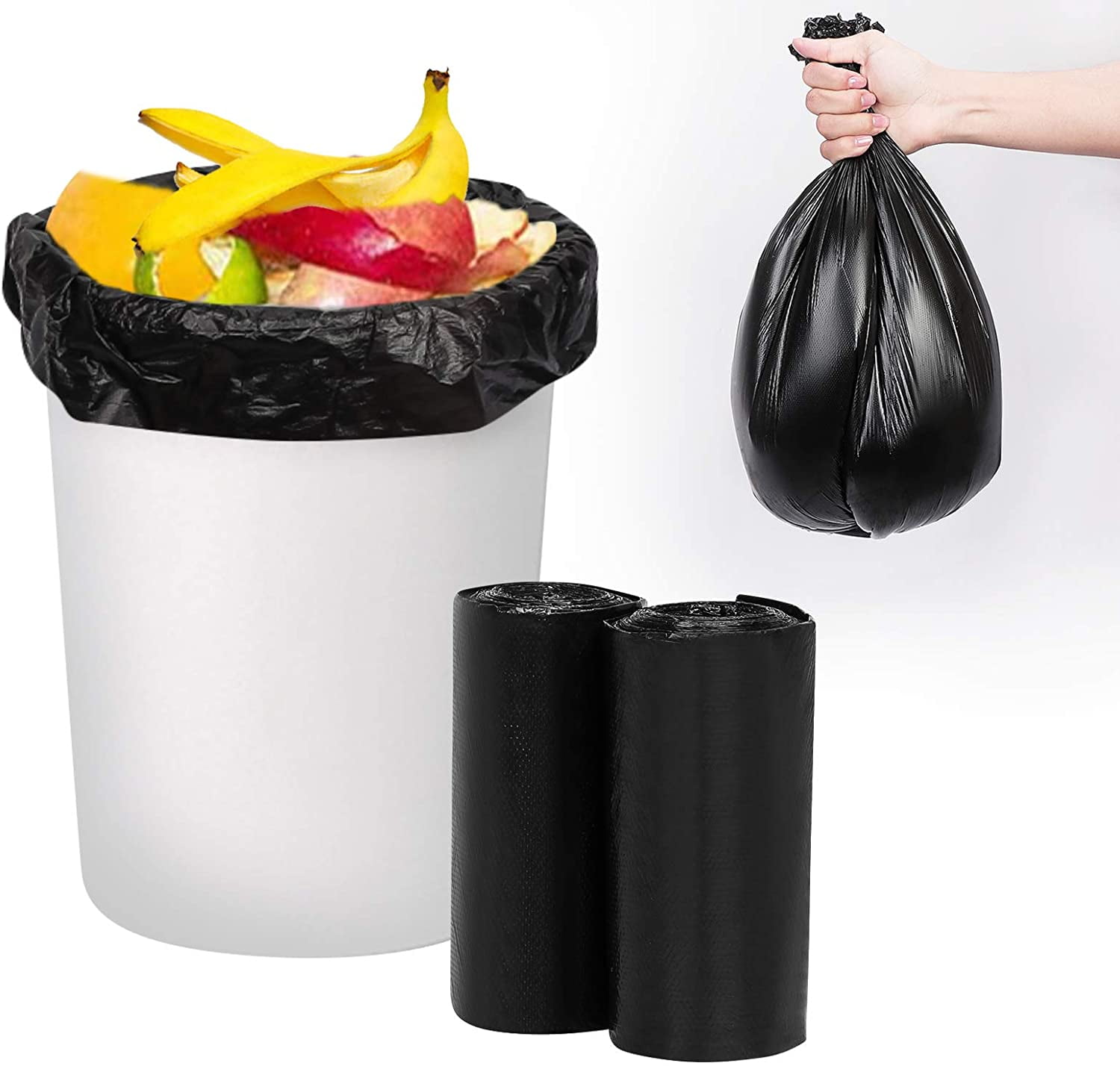 Black Small Trash Bags 4 Gallon Garbage Bags Wastebasket Bin Liners 150 Counts 5 