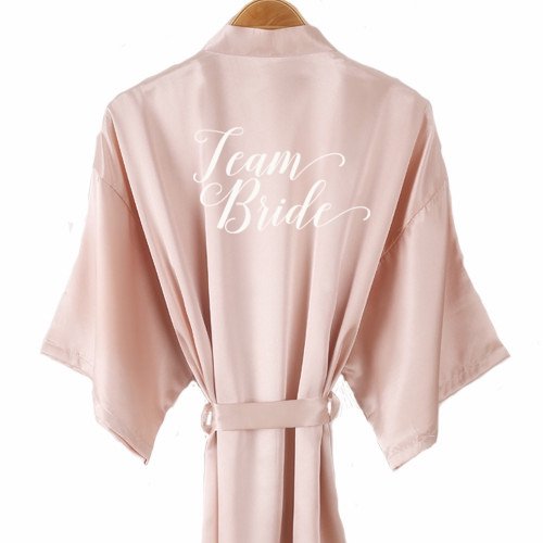 Albornoz champán para novia, kimono de seda satinada para mujer, fiesta nupcial, equipo hermana, ropa de dormir para madre, batas cortas para dama de honor y boda