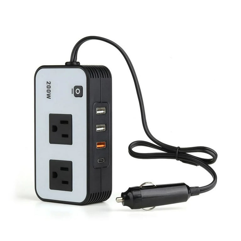 axGear Car Power Inverter 200W USB AC Port 110V Outlet Car Cigarette Lighter 