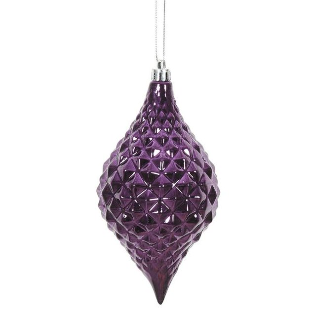 Vickerman N174926D 6 x 3 in. Plum Shiny Diamond Drop Ornament - 4 per Bag