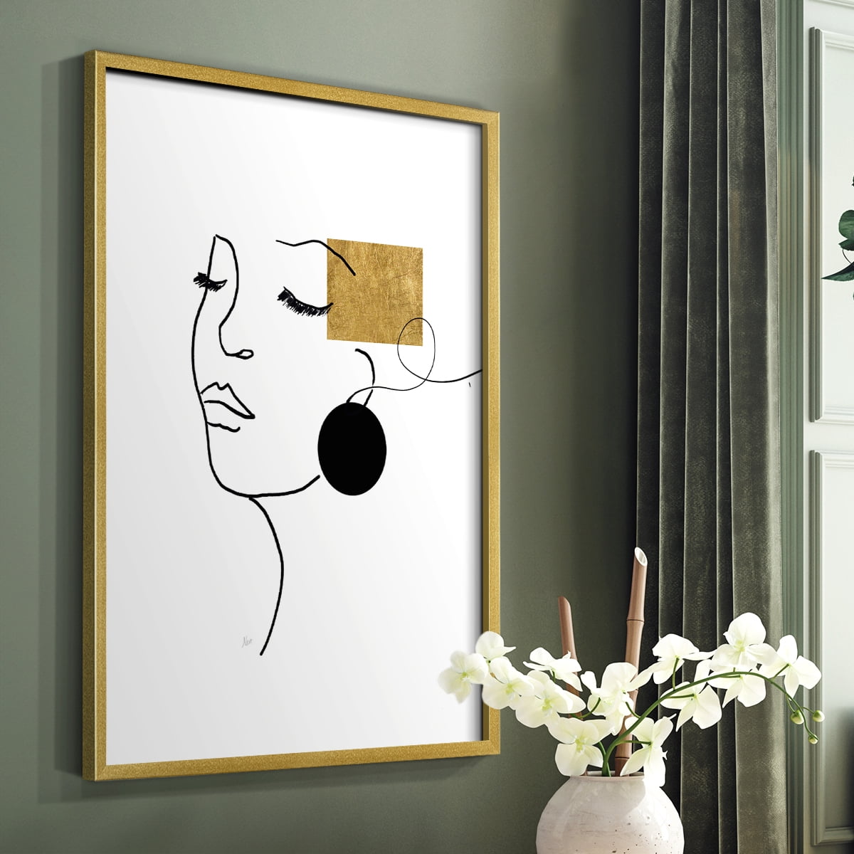 Shapes and Lines II in Gold Solid Wood 11 x 14 Framed Print