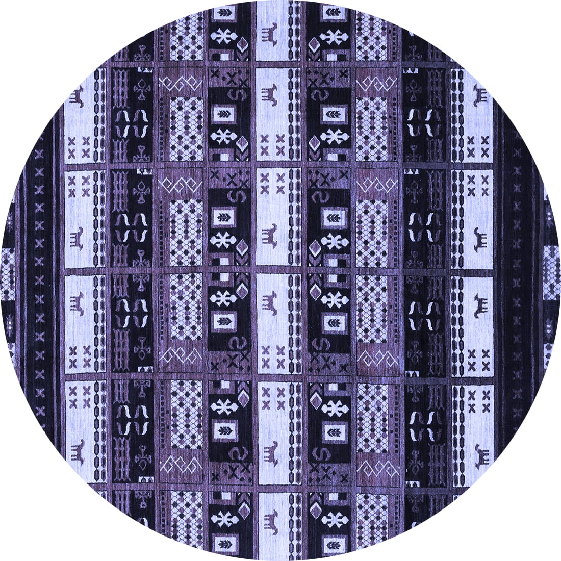 Ahgly Company Indoor Round Abstract Blue Modern Area Rugs, 7' Round ...