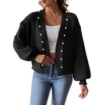 Chunky Cardigan Sweaters for Open Front Cardiagn Casual Soft Knitted Business Sweaters Black S