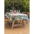 thumbnail image 3 of Outdoor Tablecloth with Umbrella Hole for Patio/Picnic/Party/Camping, Jellyfish Coastal Waterproof Table Cloth Rectangle Table Cover Washable, Summer Nautical Starfish Coral Grey Wooden (60"x 84"), 3 of 8