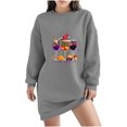thumbnail image 1 of Pisexur Robes de Noël pour Femmes, Robe Chandail en Molleton à Col Rond Imprimé Verres de Vin Tendance, Robe de Fête Décontractée à Manches Longues, Robe de Vacances de Noël Mini Robe, 1 of 4