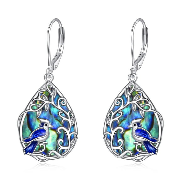 Blue Jay Earrings 925 Sterling Silver Blue Jay Leverback Bird Earrings Jewelry Gifts for Women