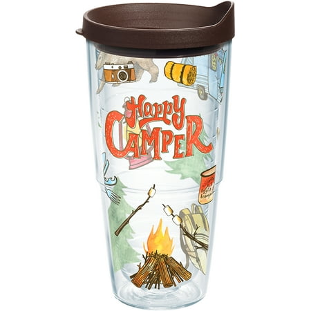 

Tervis Happy Camper Made in USA Double Walled Insulated Tumbler Travel Cup Keeps Drinks Cold & Hot 24oz Clear