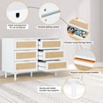 thumbnail image 6 of LAZZO 6-Drawer Rattan Dresser, Modern Chest of Drawers, Wooden Storage Organizer for Bedroom, Living Room & Hallway, White, 6 of 8