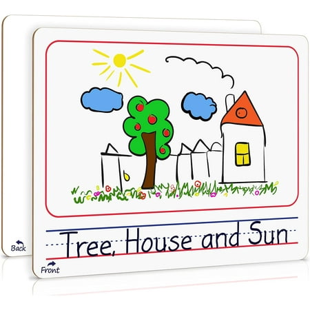 Double Sided Whiteboard 9”x12”PICTURE Lined Dry Erase Board for Kids Writing Board Age 3-5 Practice Drawing Small White Board Teacher Elementary Grade 1 Kindergarten Preschool