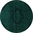 thumbnail image 1 of Ahgly Company Indoor Round Oriental Turquoise Blue Modern Area Rugs, 7' Round, 1 of 4