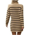 thumbnail image 5 of Kaemgyyd Sweater Dress for Women Casual Stripe Printing Long Sleeve Short Mini Dress High Neck Loose Warm Pullover Dress, 5 of 7