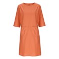 thumbnail image 4 of Summer Dresses for Women Fashion Casual Spring Summer Short Sleeve Round-Neck Knee-High Dress Casual Loose Flowy Swing Shift Dresses, 4 of 6