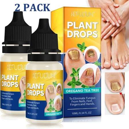 Sefudun Plant Drop for Toenails and Fingernails Care, with Oregano Tea Tree, Fungus/ Discolored/ Damaged Nail 2 Pack