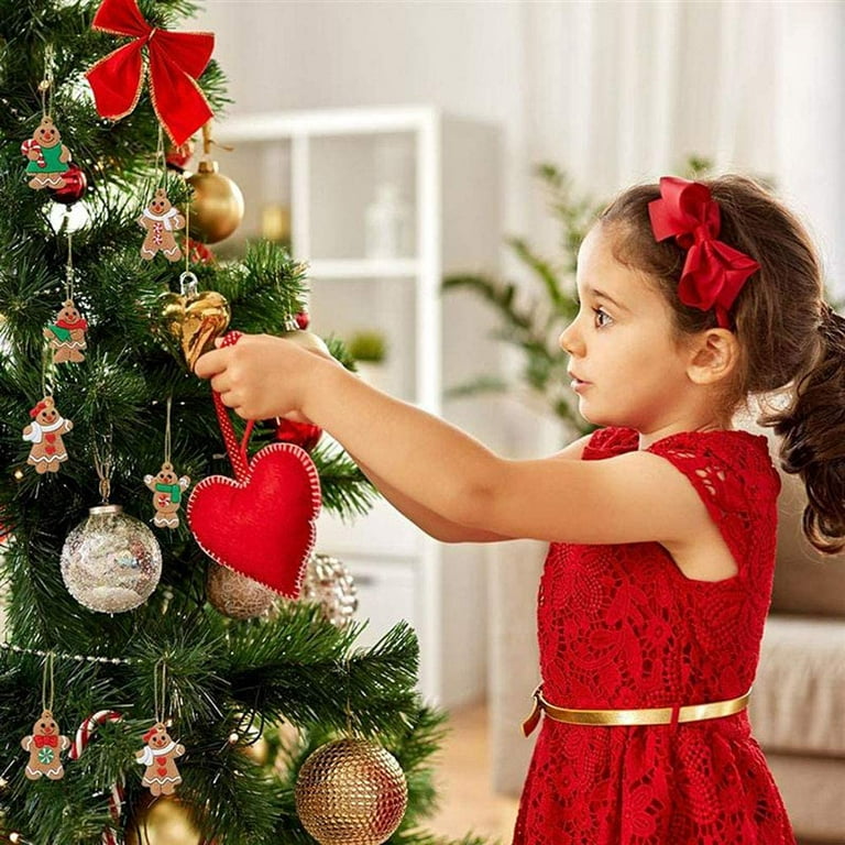 20 Pcs Christmas Gingerbread Snowflake Ornaments Mini Tree Hanging  Decorations Silicone Christmas Ornaments Xmas Gingerbread Ornaments with  Ropes for