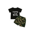 thumbnail image 3 of FOCUSNORM Little Boy?s Letter Short Sleeve Tops and Camouflage Shorts Set, 3 of 10