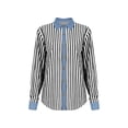 thumbnail image 6 of Warop Women's Striped Button-Down Shirt Long Sleeve Collared Contrast Trim Blouse Office Work Top for Daily, 6 of 6