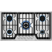 TOPWISH 36" 5-Burner Built-In Gas Cooktop, 41,800 BTU, Italy SABAF Burners, NG/LP Convertible, 304 Stainless Steel, Thermocouple Protection, CSA Certified