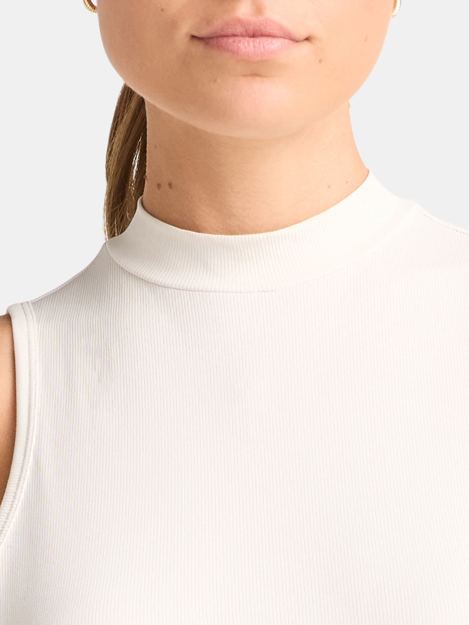 Avia Women's Ribbed Mock Neck Tank Top, Sizes XS-XXXL