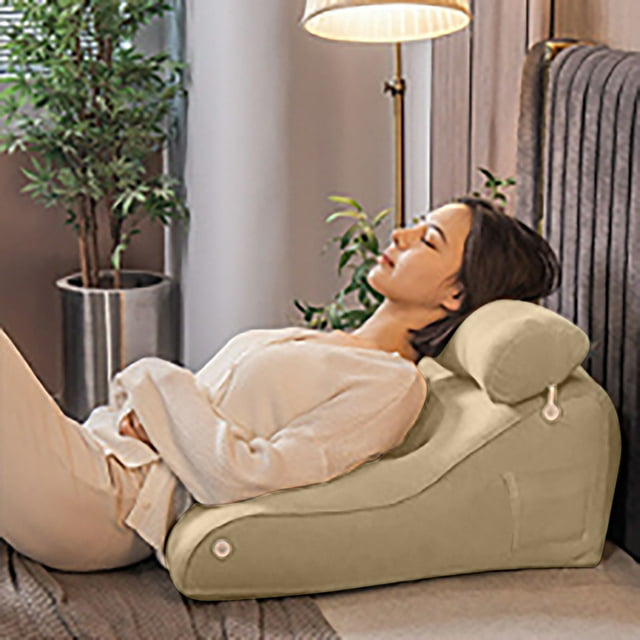 BKER Reading Bed Resting Pillow Arc Shaped Raised Backrest Headrest Shaped Modern Cushion Supporting Reclining Pillow Used For Decorating Sofas Beds And Windows 45x55cm