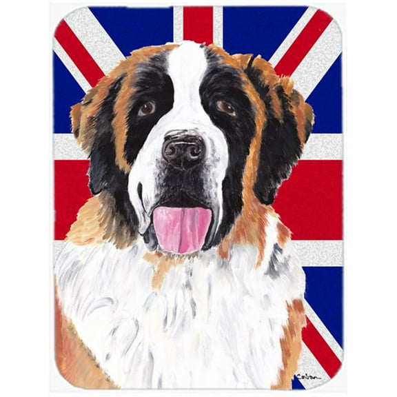 Carolines Treasures  Saint Bernard With English Union Jack British Flag Mouse Pad 7.75 x 9.25 In.