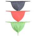 thumbnail image 2 of TANBOM Men's Nylon Thin Waistband Low Rise Thong Underwear, Dark Grey/Orange/Green, 3-Pack, M, 2 of 6