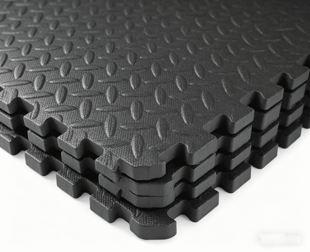 Wjsp Exercise Mat Black 24x24 in Tiles 0.75 in Thick EVA Interlocking Foam 96 sq ft for Home Gym Floor Padding