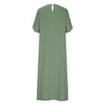 thumbnail image 6 of Ynynloco Women's Spring Summer Short Sleeve Crew Neck Button-Down Shirt Dress Loose A-Line Midi Shift Tunic Dress, 6 of 9