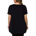 thumbnail image 5 of Scyoekwg Dressy Tops for Women Trendy Short Sleeve Tunic Shirts Casual Tshirt Loose Comfy Blouse Plus Size Crewneck Pleated Hide Belly Shirts Classic Solid Color Blouses (Black,XXL), 5 of 6